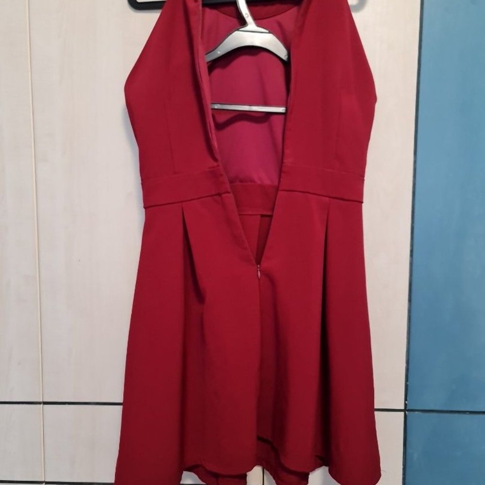 Halter Neck Red Skater Dress